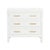 Crisp white raffia wrapped chest with three drawers with gold leaf pulls. The perfect size for bedside, foyer or hallway....