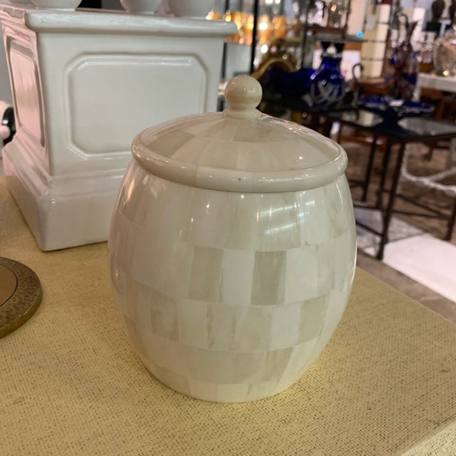 White Bunny Williams Tessellated Bone Candle Safe For Sale - Image 8 of 8