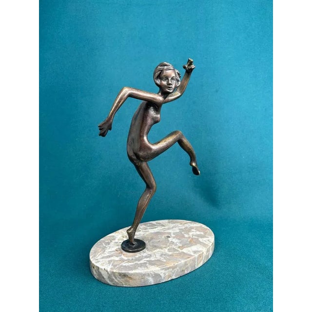 1920s Art Deco Bronze Dancing Girl, 1920s-1940s For Sale - Image 5 of 9