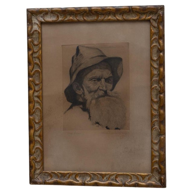 1920s Belgian Passe-partout Man Portrait With Gilded Wooden Frame For Sale - Image 15 of 18