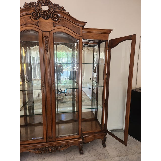 Brass 1960's Italian Carved Wood Display Cabinet For Sale - Image 8 of 12