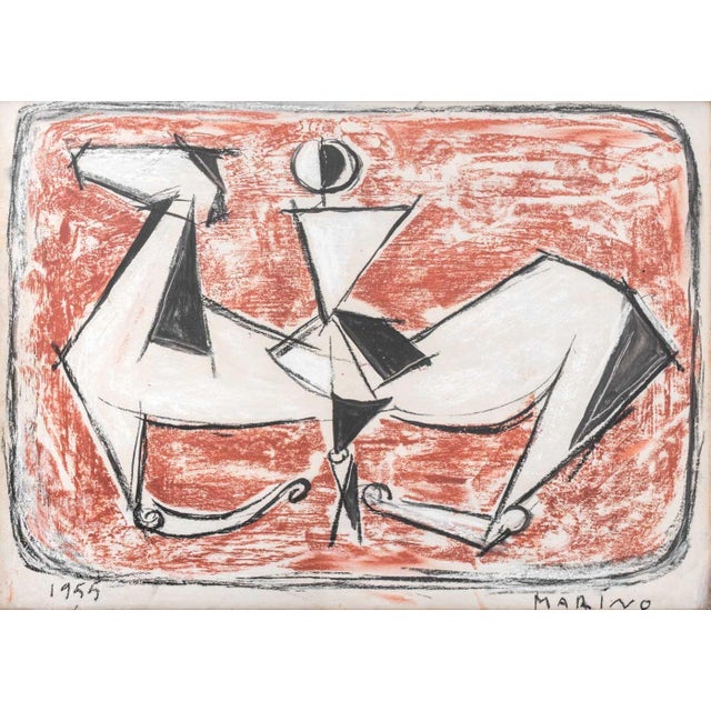 Marino Marini (Italian, 1901-1980), "Untitled (Cavaliere)", Mixed Media on Paper, 1955, chalk pastel and wash, signed...