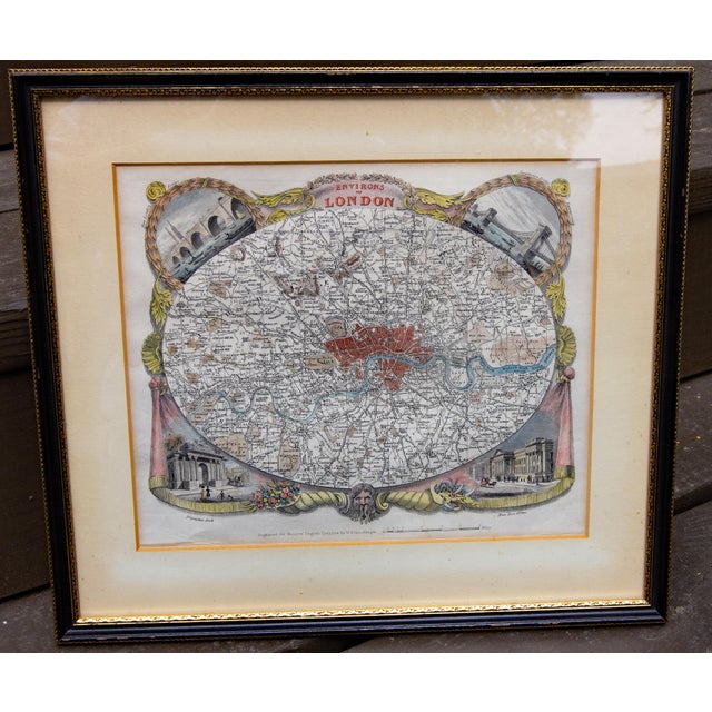 Decorative engraved map of London by William Schmollinger for Moule's English County maps. Hand colored. Circa 1830's.