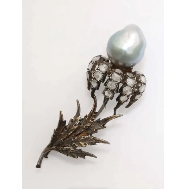 1950s 18kt Yellow Gold and Silver M Buccellati Flower Brooch For Sale - Image 5 of 8