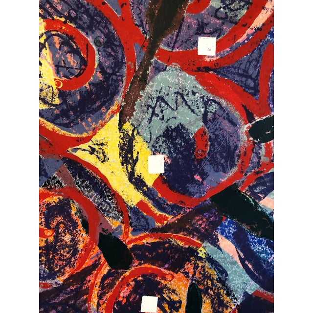 Sandy Kinnee, Abstract Modernist Colorful Mixed Media Art Screen-print on Handmade Paper 6/20, c.1980's For Sale In Miami - Image 6 of 11