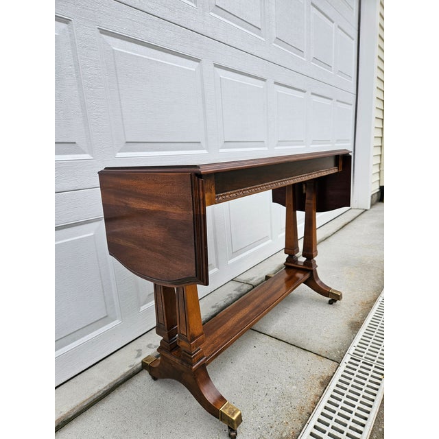 Baker Furniture Company Mahogany Regency Drop Leaf Sofa or Console Table For Sale - Image 4 of 14