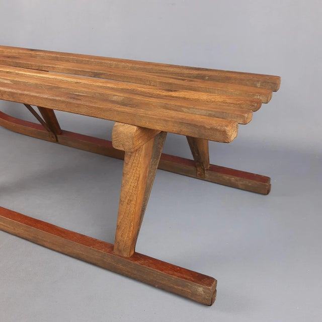 Vintage Wooden Metal Sled, 1940 For Sale - Image 13 of 17