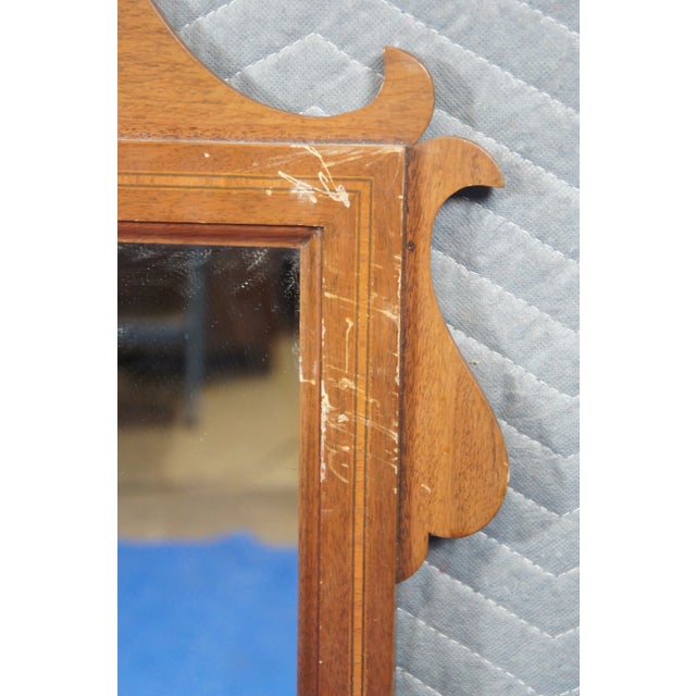 Mid 20th Century Vintage Chippendale Mahogany Inlaid Wall Vanity Mirror For Sale - Image 11 of 12