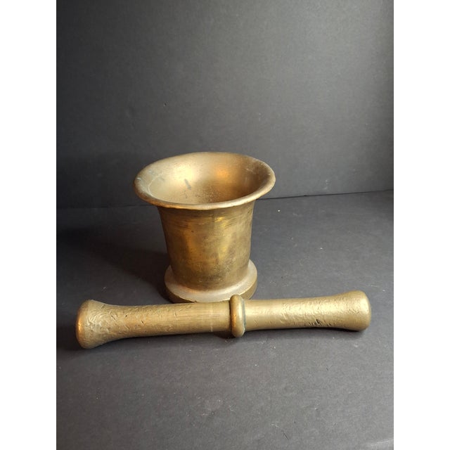 Antique 17th/18th C. Heavy Cast Bell Metal Brass Mortar & Pestle, J. Greenstein Provenance Judaica For Sale In Boston - Image 6 of 18