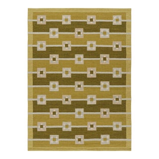 Rug & Kilim’s Scandinavian Style Rug in Chartreuse Green With Geometric Patterns For Sale