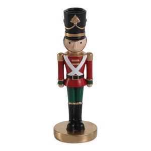 Feya 8" Red & Green Nutcracker Taper Candle Holder