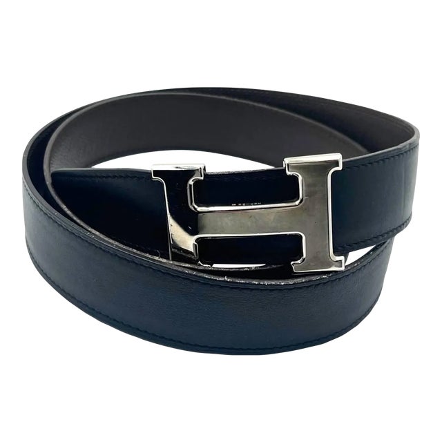 Hermes Constance 32mm Silver H Black Brown Reversible Belt 90cm For Sale
