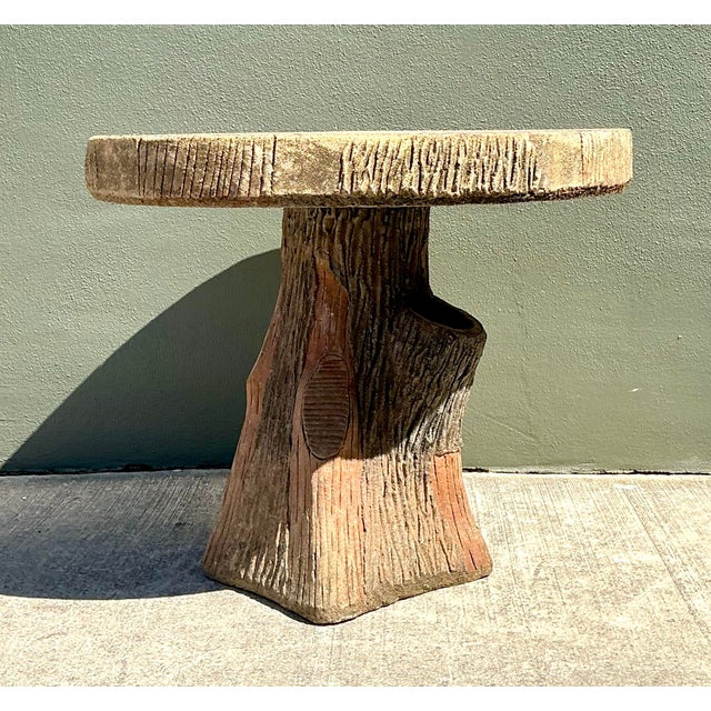 Mid 20th Century Vintage Patinated Faux Bois Concrete Table For Sale - Image 5 of 12