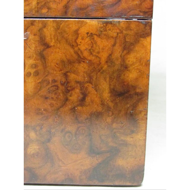 Antique English Burr Walnut Tea Caddy, c.1850 For Sale - Image 14 of 18
