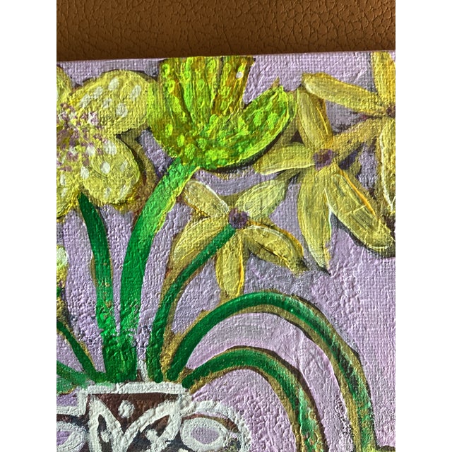Abstract Original Still Life Flowers Painting on Canvas Colorful Modern Vase Art Contemporary Wall Decor For Sale - Image 3 of 10
