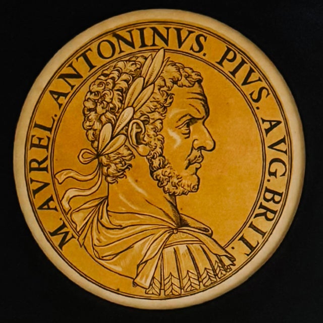 Framed Chiaroscuro Print Portrait Medallions of Roman Emperors After Hubert Goltzius - A Pair For Sale - Image 4 of 9