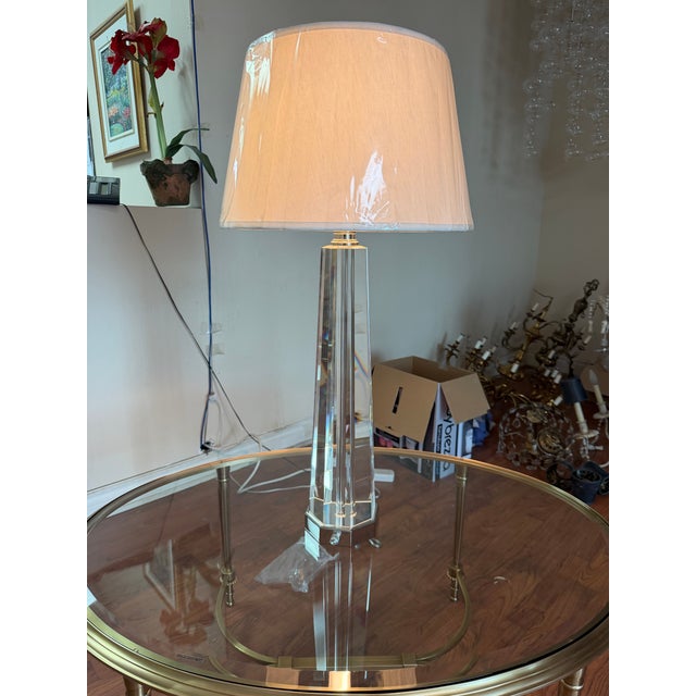 Solid Crystal Tower Table Lamp For Sale - Image 4 of 5