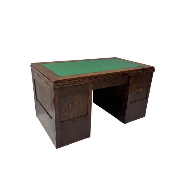 Art Deco Modernist Desk and Armchair in Oak, 1920s, Set of 2 For Sale - Image 3 of 18