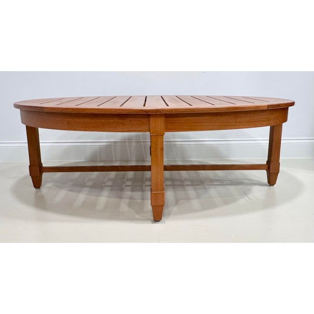 Wood John Hutton for David Sutherland Teak Oval Outdoor Cocktail Table For Sale - Image 7 of 9