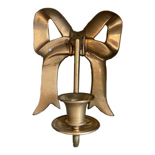 Vintage Brass Bow Candle Sconce For Sale