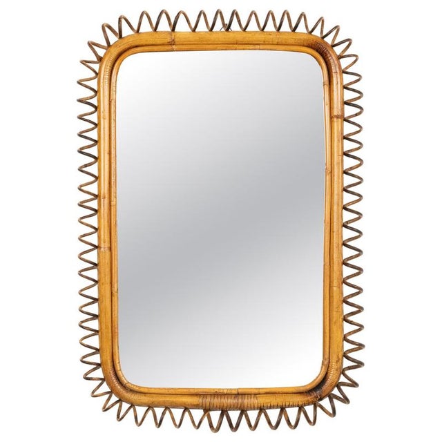 Mid-Century Modern Rattan and Bamboo Wall Mirror by Franco Albini, Italy, 1960s For Sale - Image 12 of 12