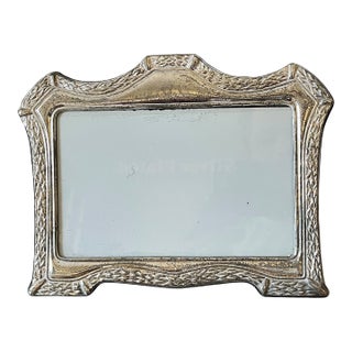 1980s Shabby Chic Silverplated Picture Frame With Sculpted Foliate Border for 5"x7" Landscape Vertical Picture For Sale
