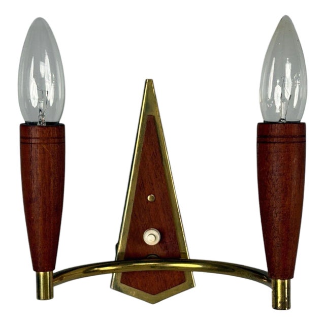 Danish Modern, Teak, Brass, Wall Light, Denmark, 1960s For Sale
