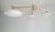 Italian flush mount with three glossy white Murano glass shades tiered at different heights, mounted on solid brass frame...