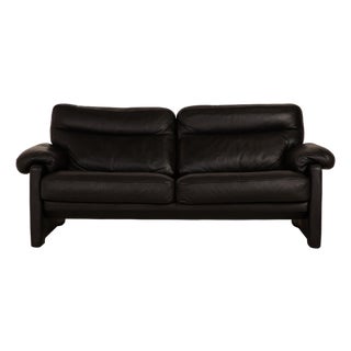 DS 70 Two-Seater Black Sofa in Leather from De Sede For Sale