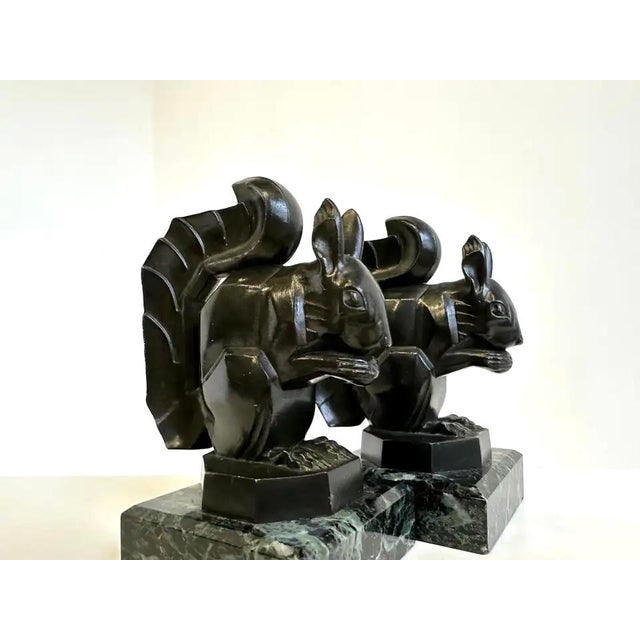 Vintage French Art Deco Squirrel Bookends by Max Le Verrier, 1930, Set of 2 For Sale - Image 6 of 13
