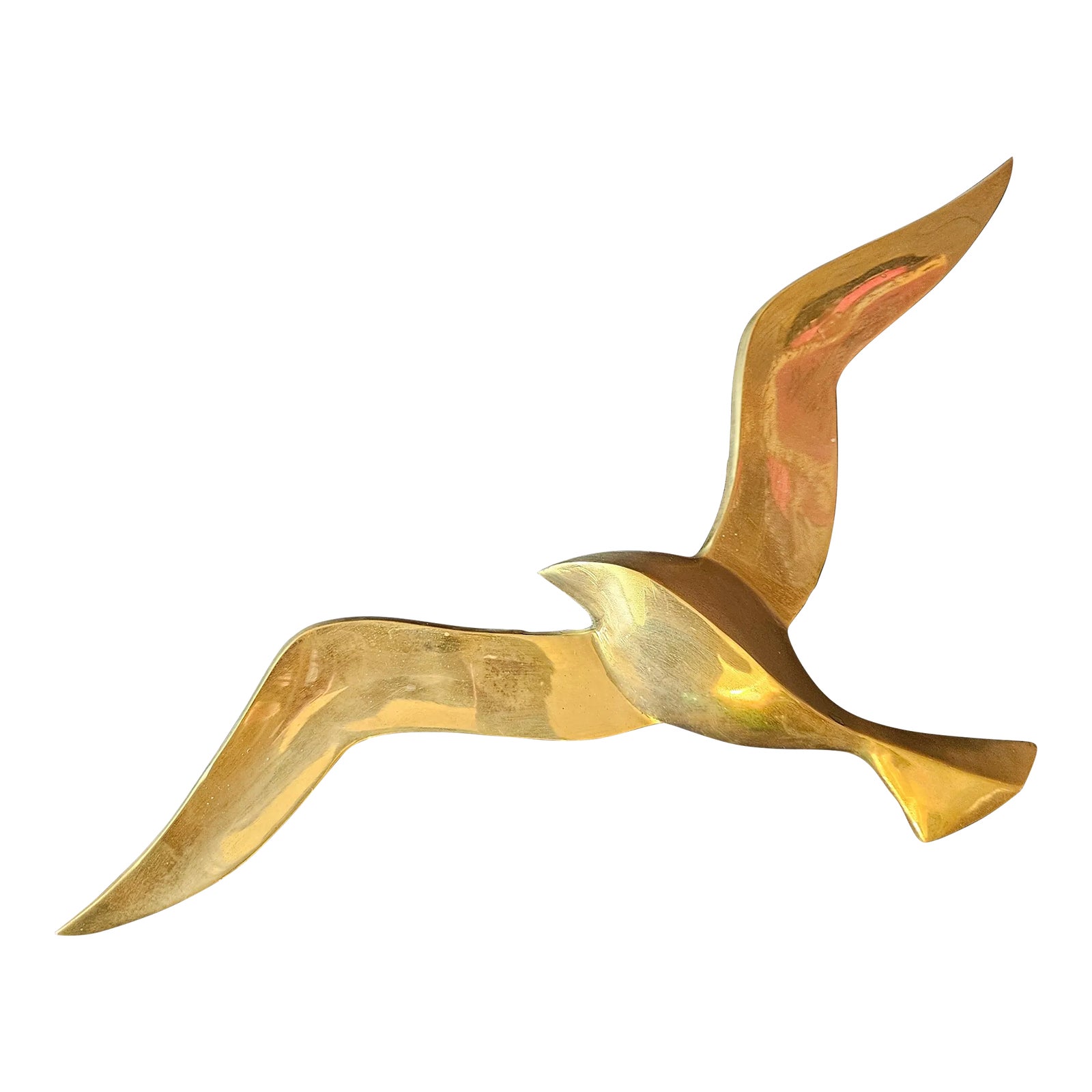 Vintage Brass MCM Flying Seagull Bird | Wall Decor | Chairish