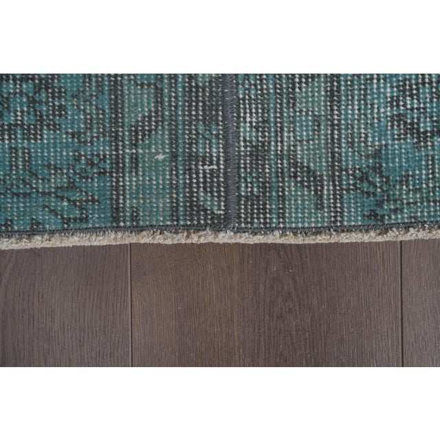 1970s 1970 Vintage Handwoven Turquoise Turkish Runner For Sale - Image 5 of 10