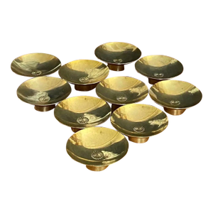 Late 20th Century 24 Karat Gold Plated Sake Cups Chrysanthemum Symbol Good Fortune, Prosperity- Set of 10
