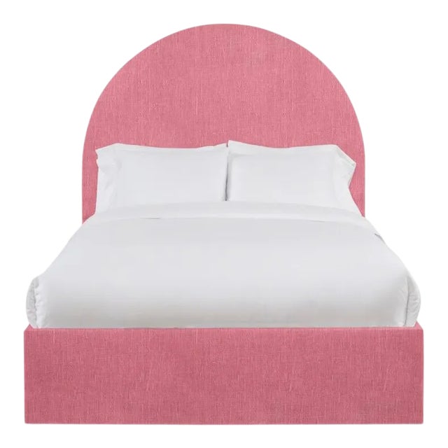 Poppy California King Bedframe, Rose Linen For Sale
