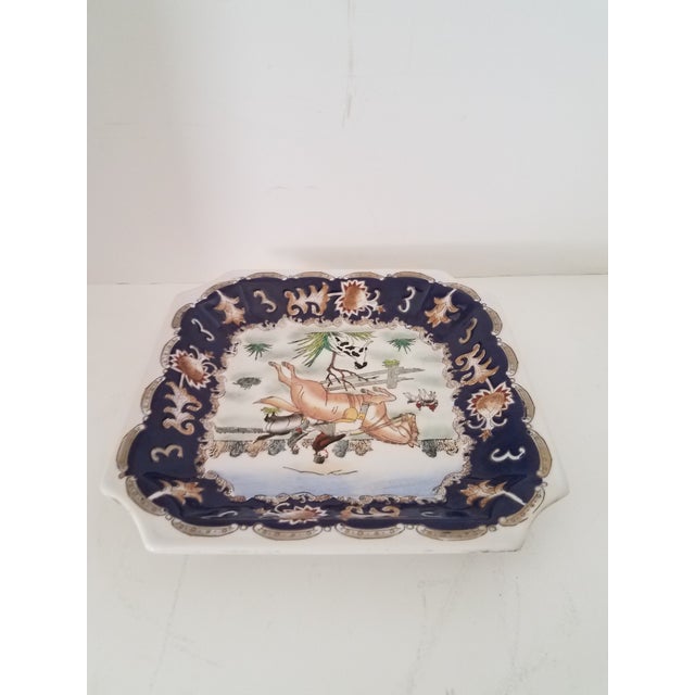 Chinoiserie Vintage Porcelain Chinoiserie English Hunt Dresser Dish For Sale - Image 3 of 6