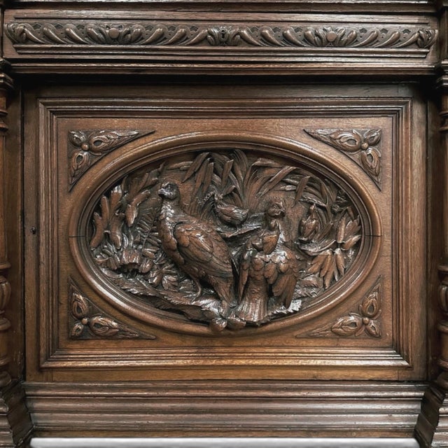 19th Century French Renaissance Revival Oak Bookcase ~ Bibliothèque With Beveled Glass For Sale - Image 12 of 16