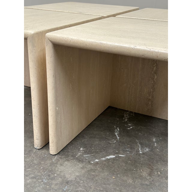 Modular Travertine Coffee Table, 1980s, Set of 4 For Sale - Image 5 of 14