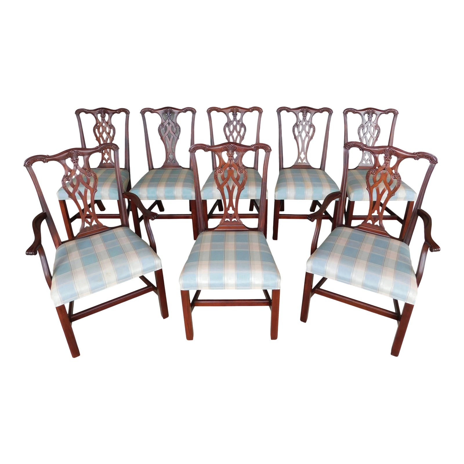 Ethan Allen Chippendale Style Mahogany Dining Chairs Set of 8 Chairish