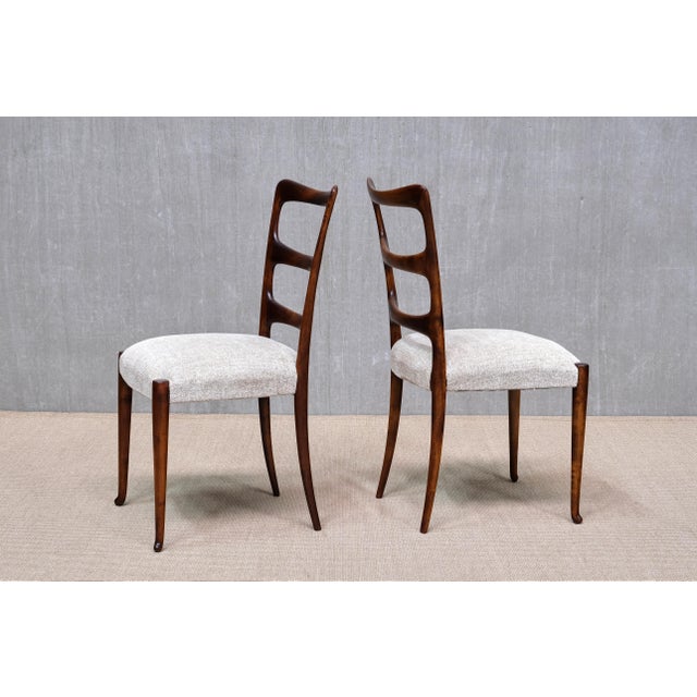 Mahogany and Chenille Dining Chairs by Paolo Buffa, Italy, 1940s, Set of 8 For Sale - Image 6 of 17