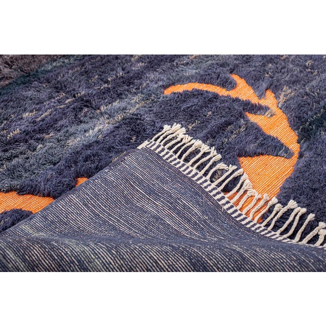 Contemporary Abstract Hand-Knotted Moroccan Wool Rug | 9'11" X 6'8" | One of a Kind For Sale - Image 3 of 8
