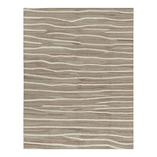 Rug & Kilim’s Contemporary Kilim in Beige-Brown With White Stripes For Sale