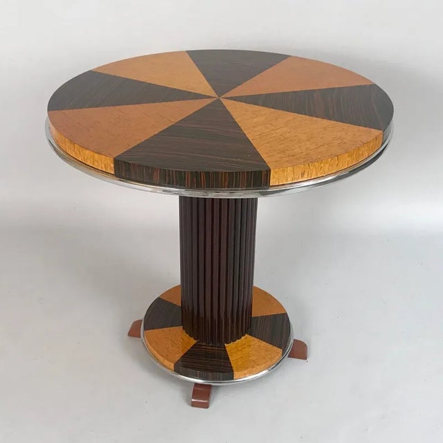 1930s Art Deco Macassar and Tiger Maple Side Table For Sale In Chicago - Image 6 of 9