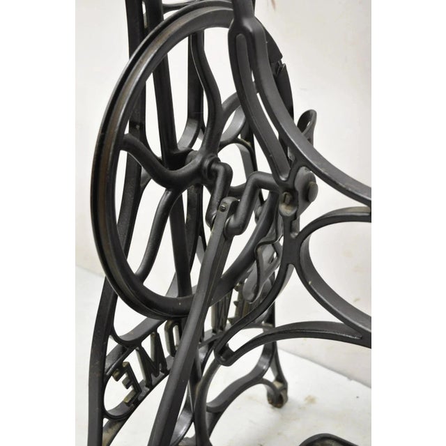 Metal Antique Black Cast Iron Treadle Sewing Machine Table Base by New Home For Sale - Image 7 of 11
