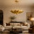 Solid Brass Lotus Chandelier, Handcrafted Floral Statement Ceiling Light For Sale - Image 6 of 10