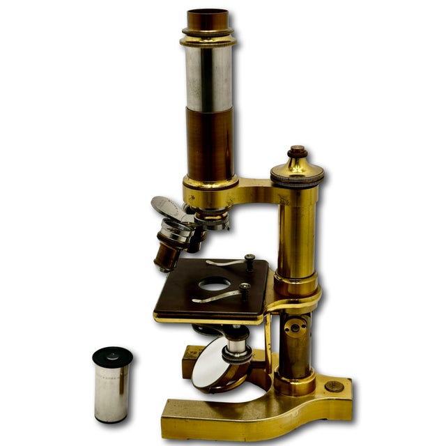 Fine Quality Authentic Antique Solid Brass Doctors Microscope by Bausch & Lomb Optical Co. New York Circa 1894 For Sale - Image 16 of 18