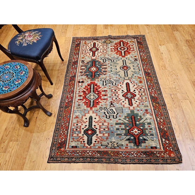 1900 - 1909 Caucasian Shirvan Area Rug, Handwoven Wool, Allover Geometric Design, 1920s, 4' x 6' For Sale - Image 5 of 18