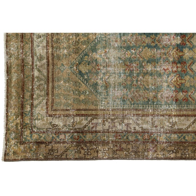 Antique Handmade Malayer Persian Blue Wool Runner With an Allover Pattern For Sale In New York - Image 6 of 8