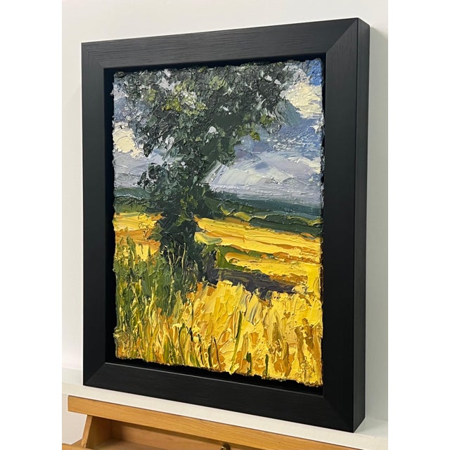 2010s Impasto Oil Painting of Oak Tree in Yellow Corn Field in the English Countryside For Sale - Image 5 of 12