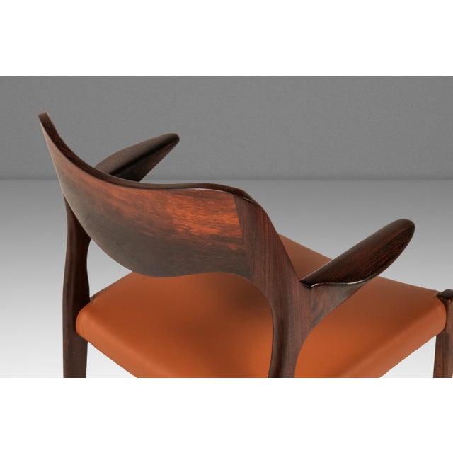 Brown Set of Six ( 6 ) Model 55 and Model 71 Dining Chairs in Rosewood by Niels Møller for j.l. Møllers Møbelfabrik, Denmark, 1960's For Sale - Image 8 of 18