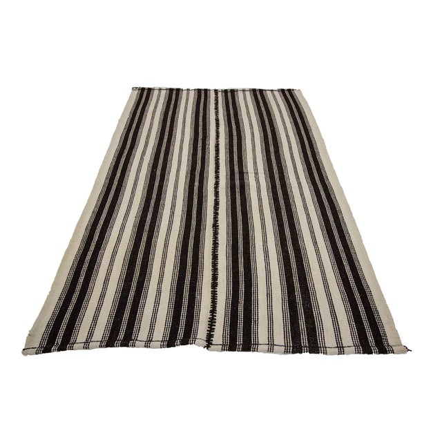 Handwoven vintage modern kilim rug from Afyon region of Turkey. Approximately 45-55 years old. In very good condition